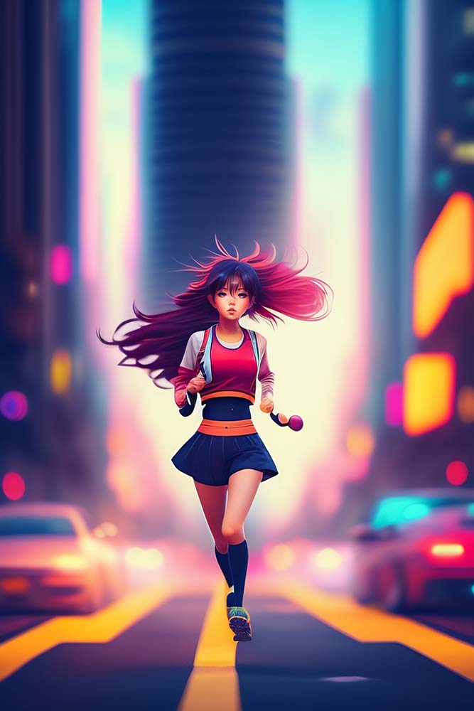 Anime girl running