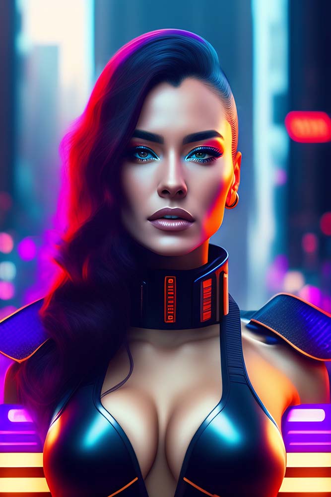 Collared cyberpunk woman