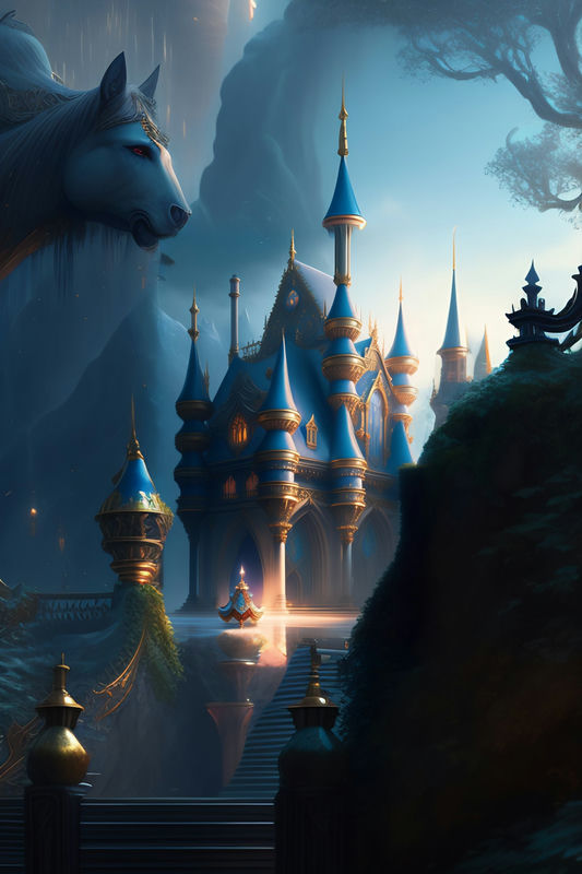 Dark romantic fantasy landscape with castle
